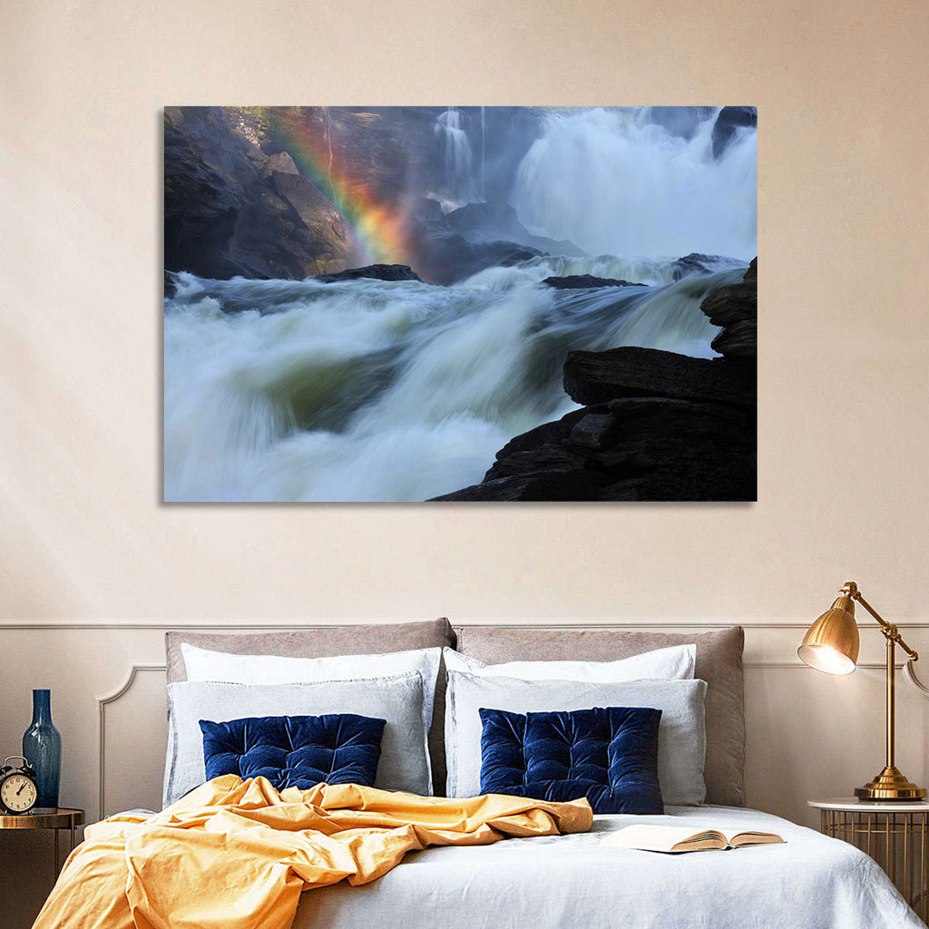 Rainbow Over Rushing River Wall Art