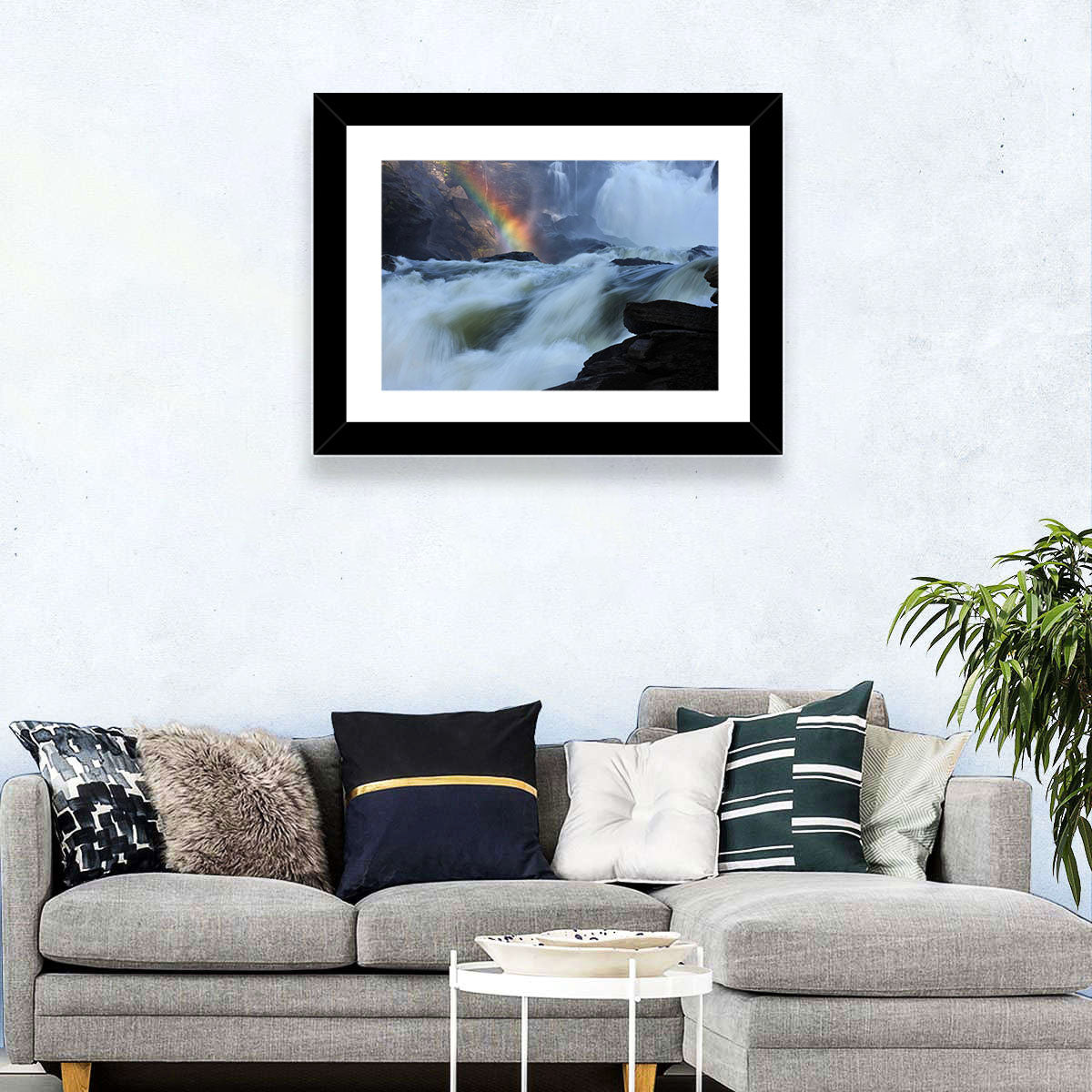Rainbow Over Rushing River Wall Art