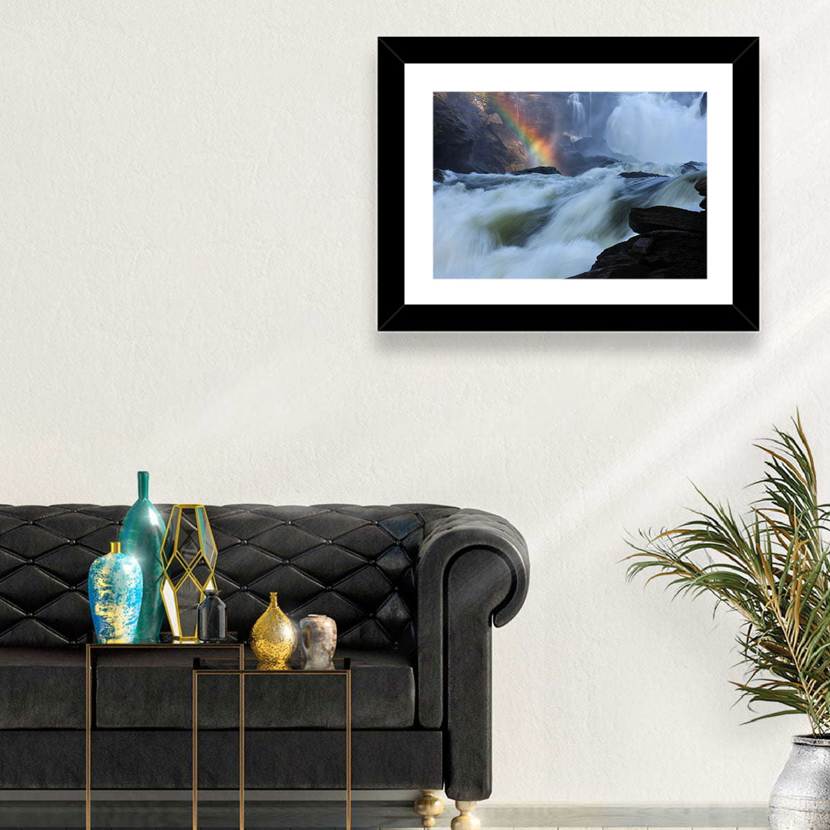 Rainbow Over Rushing River Wall Art