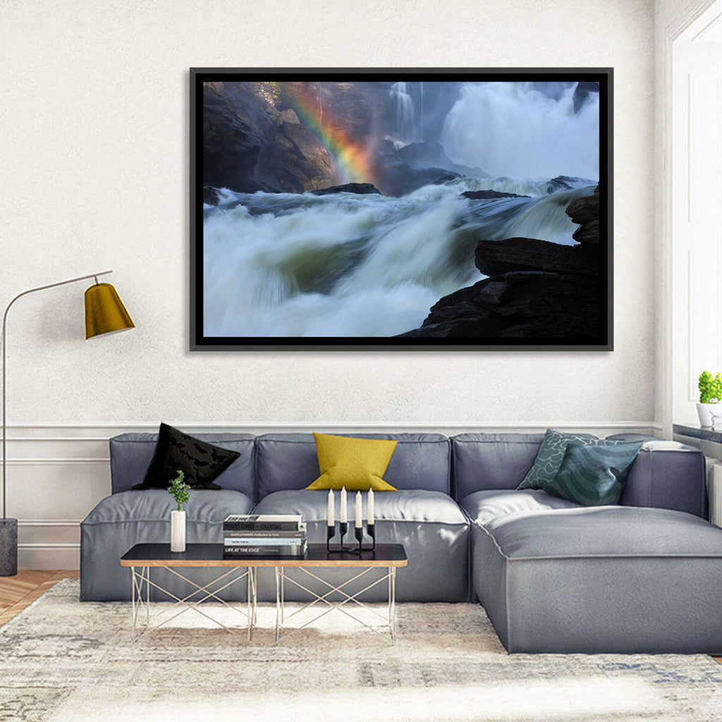 Rainbow Over Rushing River Wall Art
