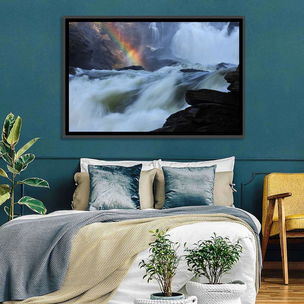Rainbow Over Rushing River Wall Art