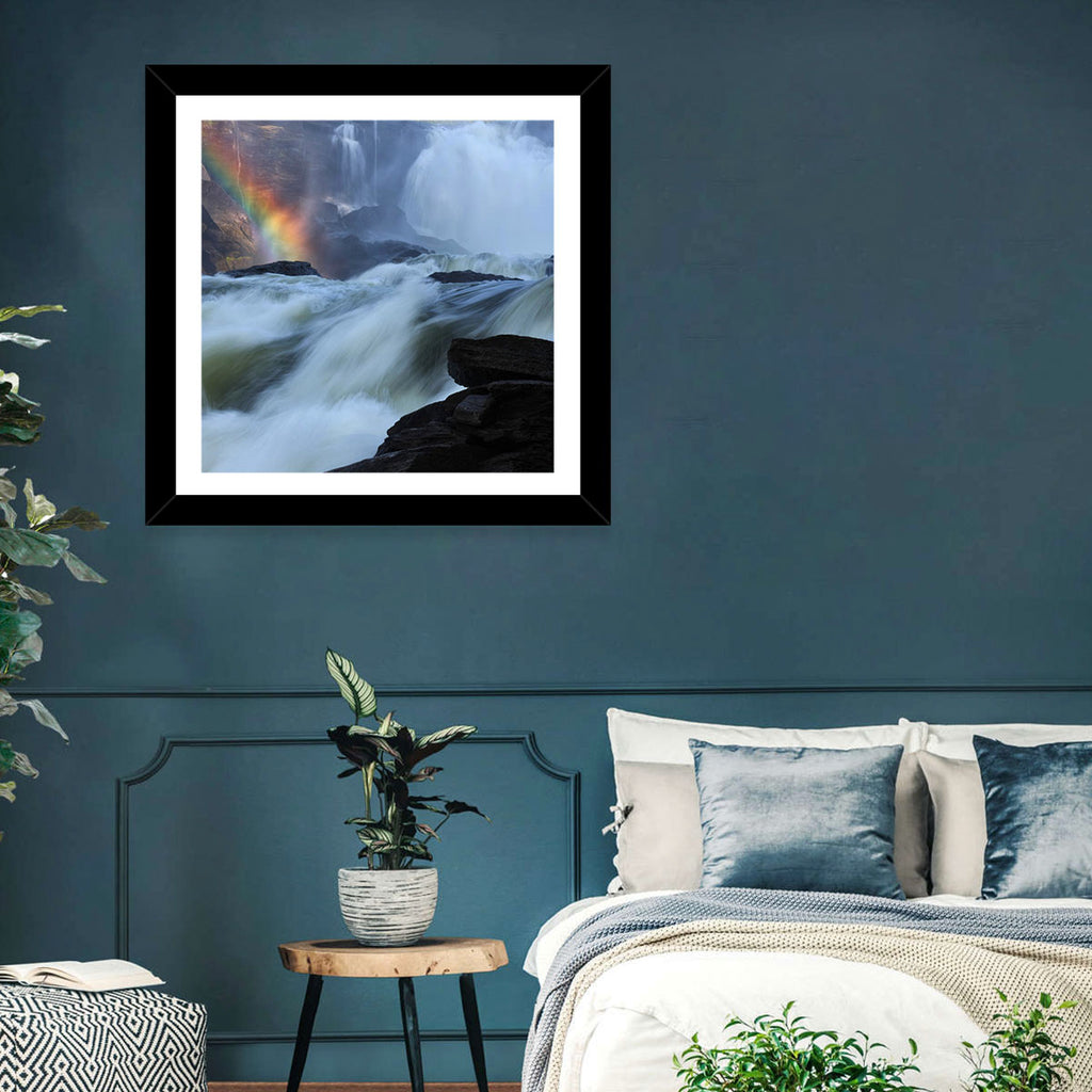 Rainbow Over Rushing River Wall Art