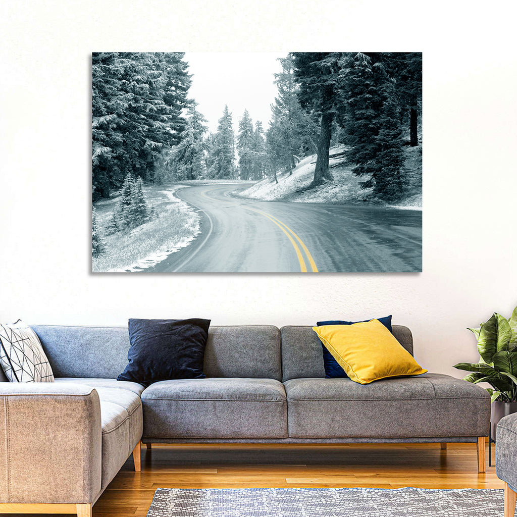 Winding Snowy Highway Wall Art