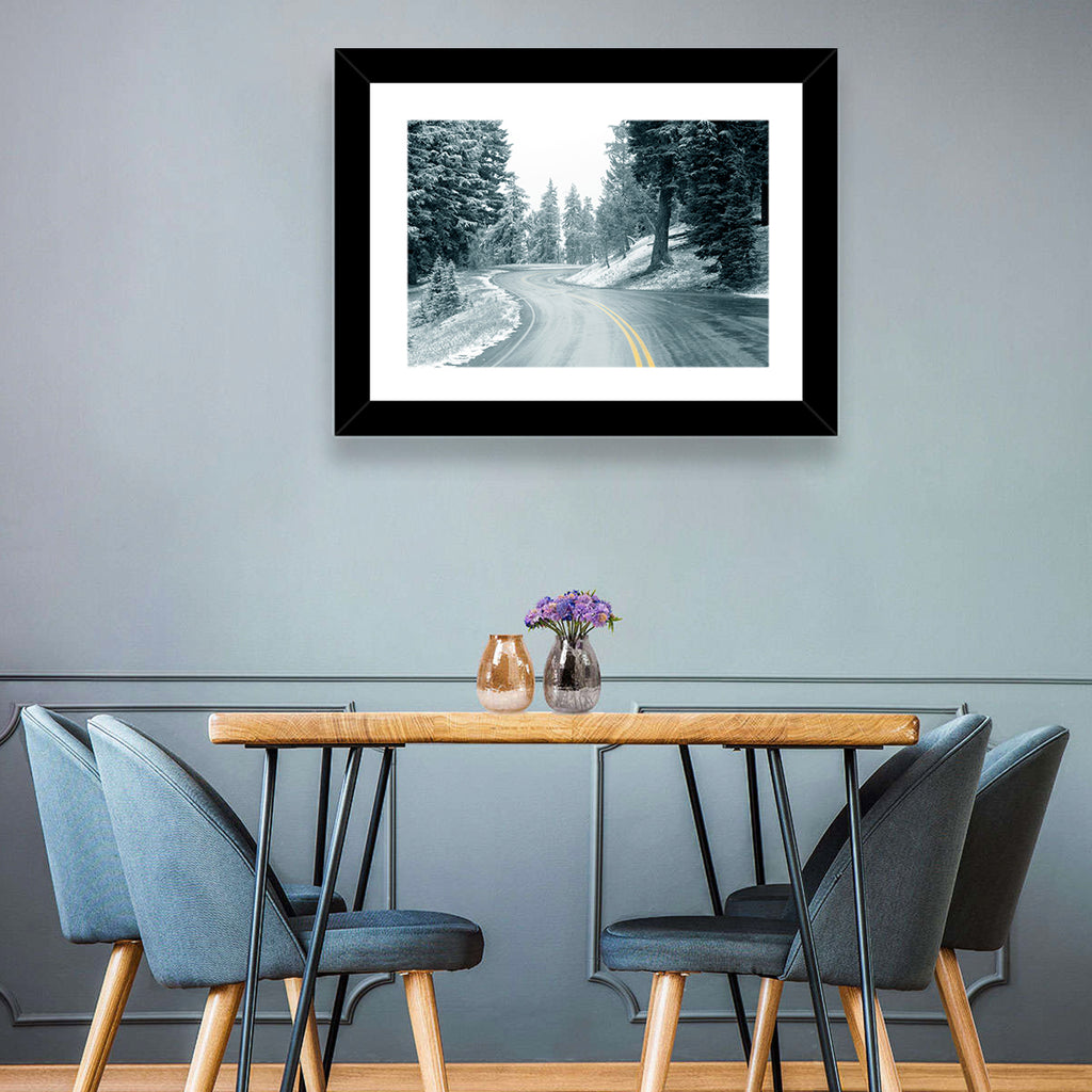 Winding Snowy Highway Wall Art