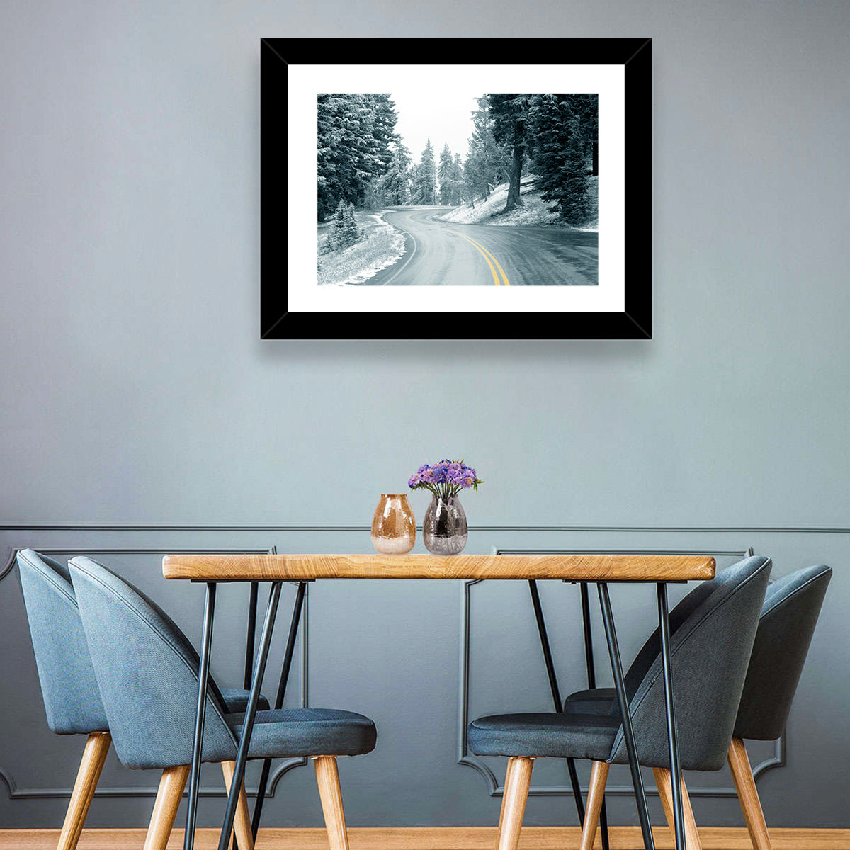 Winding Snowy Highway Wall Art