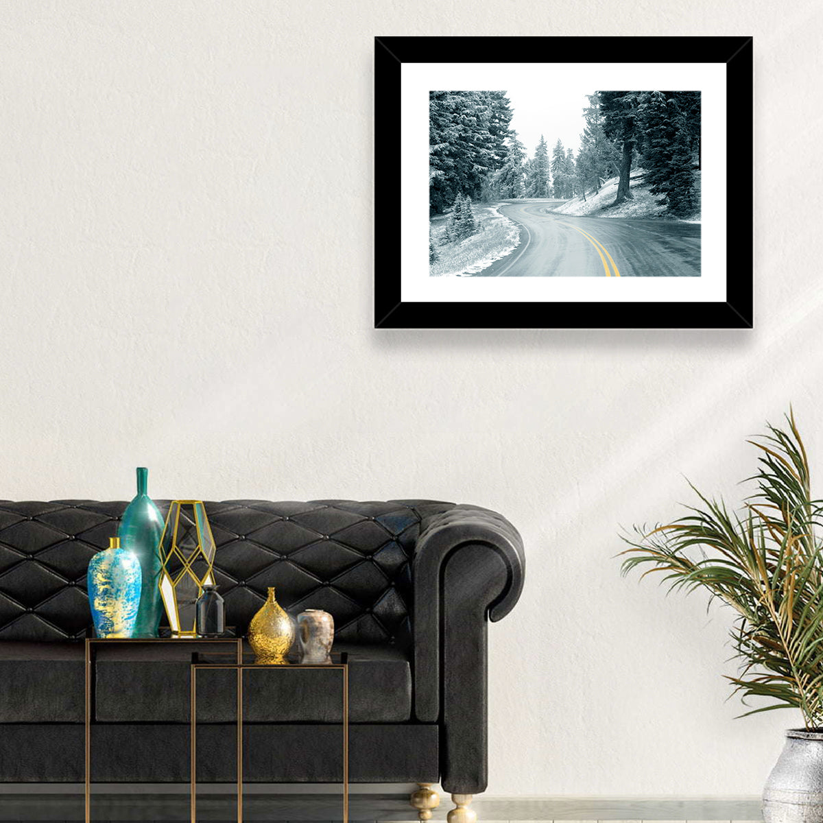 Winding Snowy Highway Wall Art