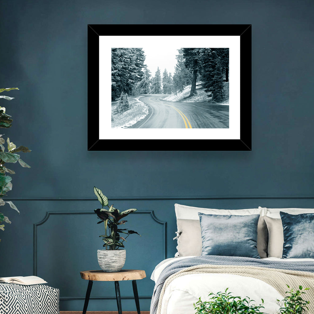 Winding Snowy Highway Wall Art