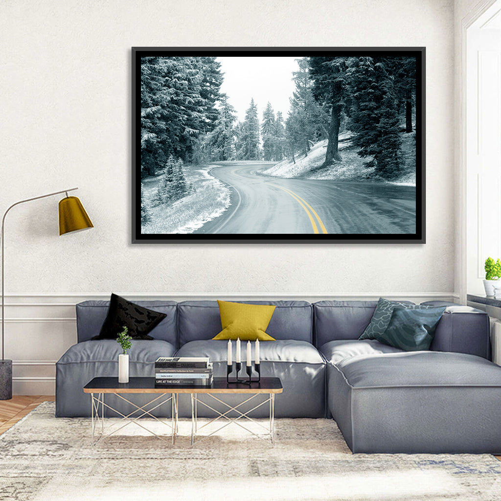 Winding Snowy Highway Wall Art