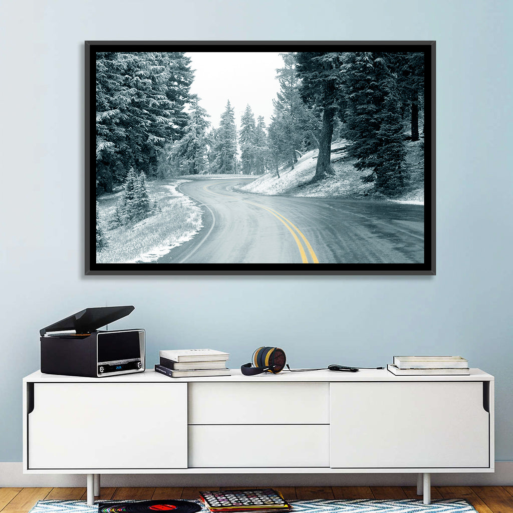 Winding Snowy Highway Wall Art