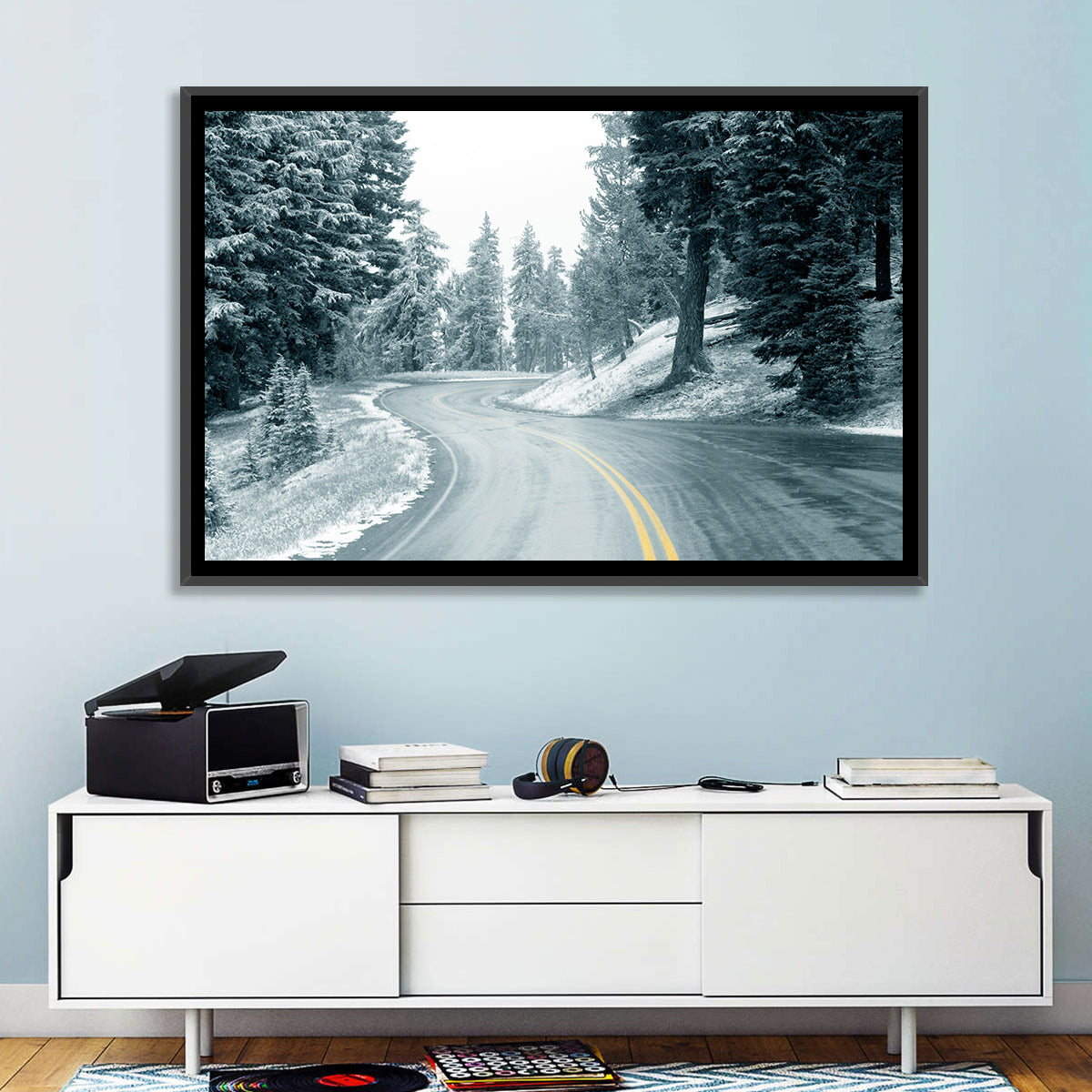 Winding Snowy Highway Wall Art