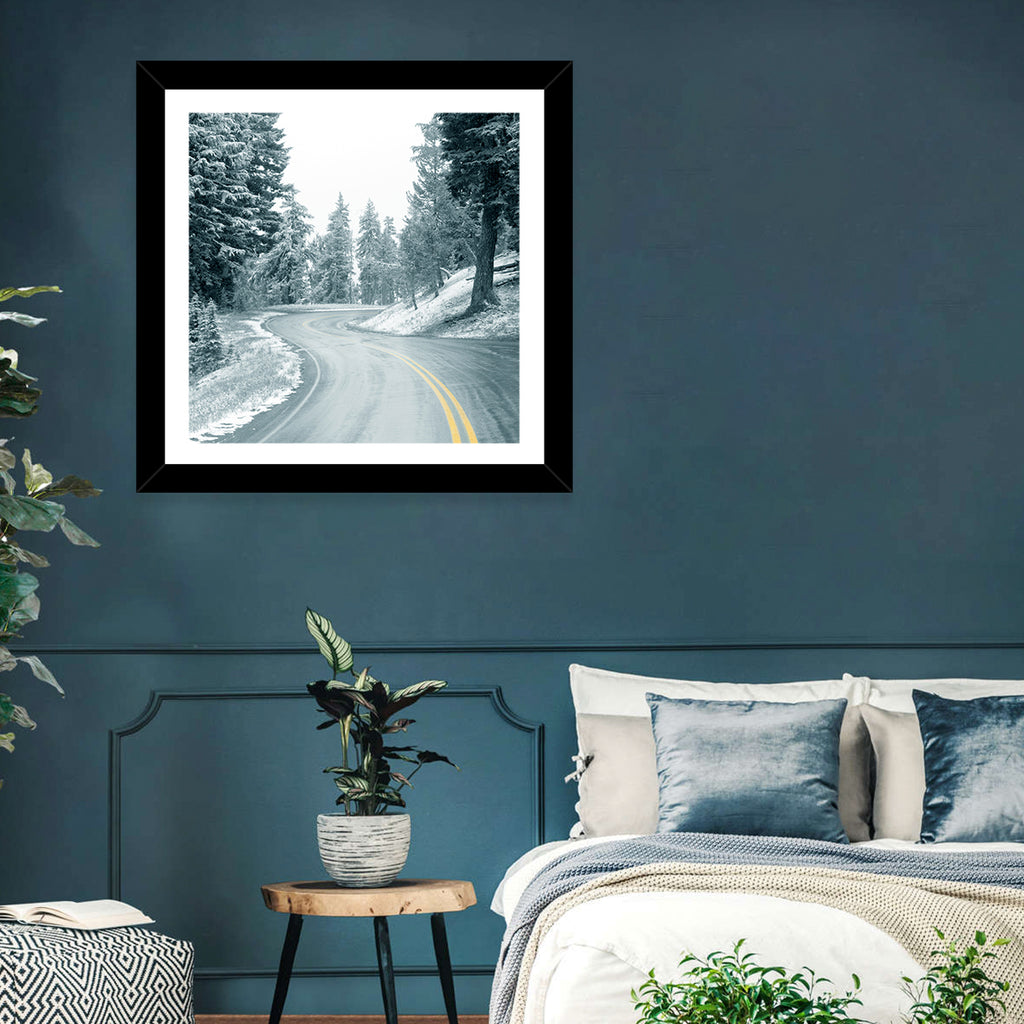 Winding Snowy Highway Wall Art