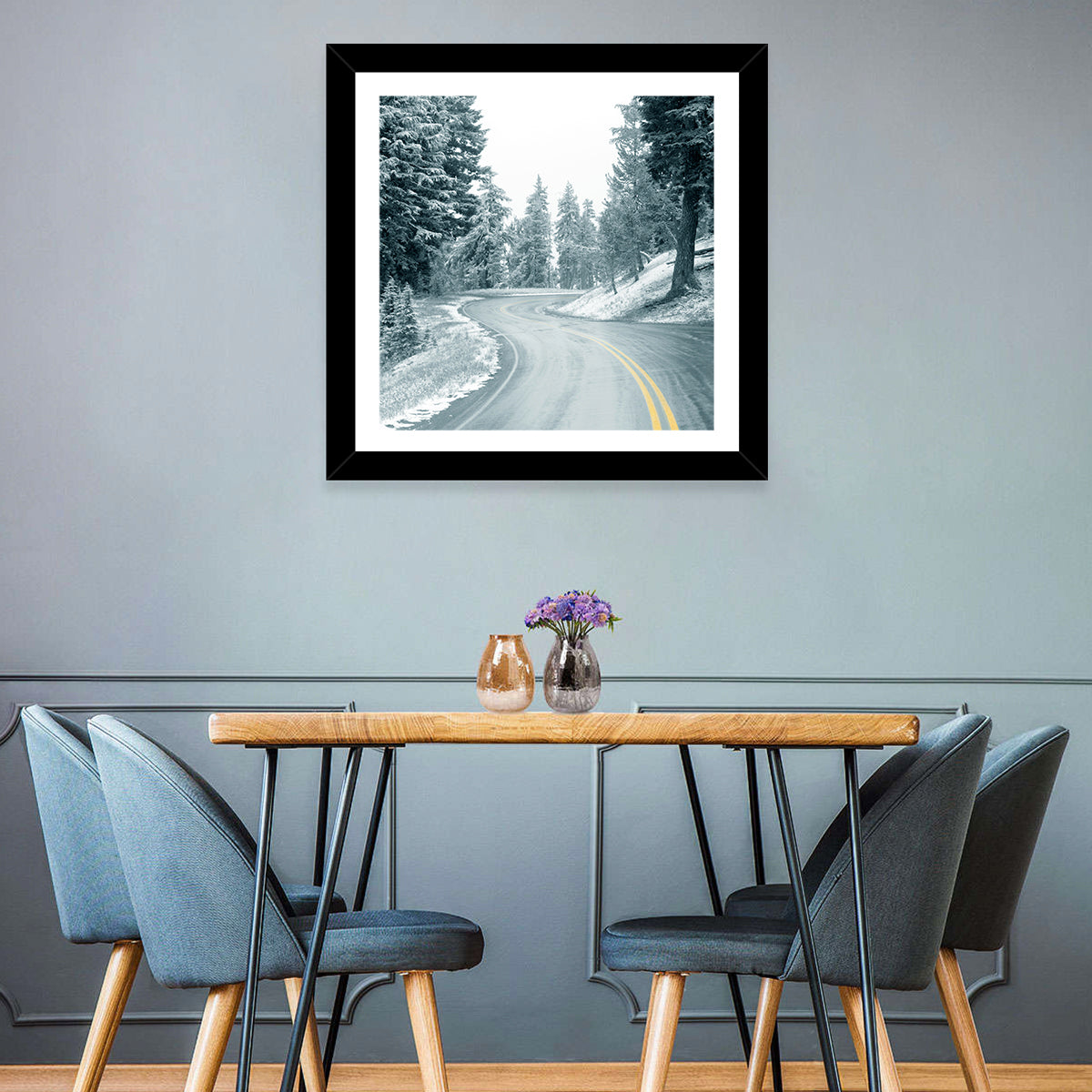 Winding Snowy Highway Wall Art
