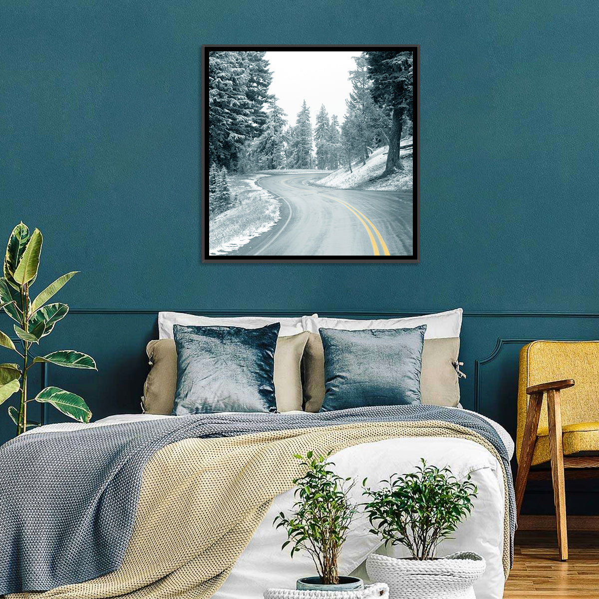 Winding Snowy Highway Wall Art