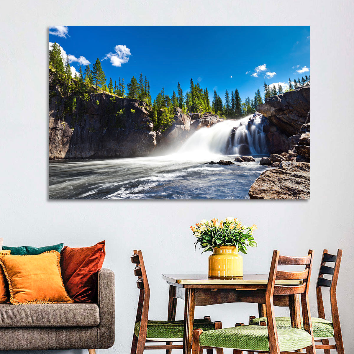 Misty Blue Waterfall Wall Art