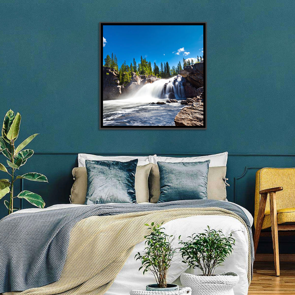 Misty Blue Waterfall Wall Art