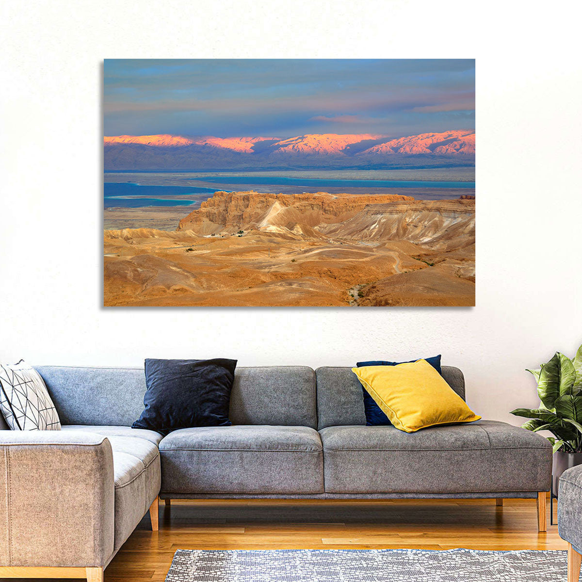 Masada Over the Dead Sea Wall Art in a room, landscape