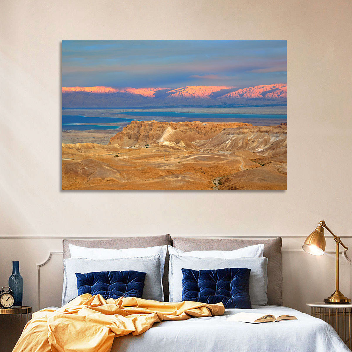 Masada Over the Dead Sea Wall Art in a room, landscape