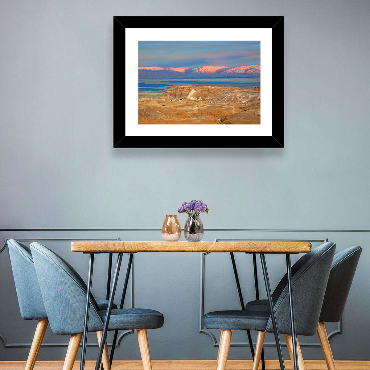 Masada Over the Dead Sea Wall Art in a room, landscape