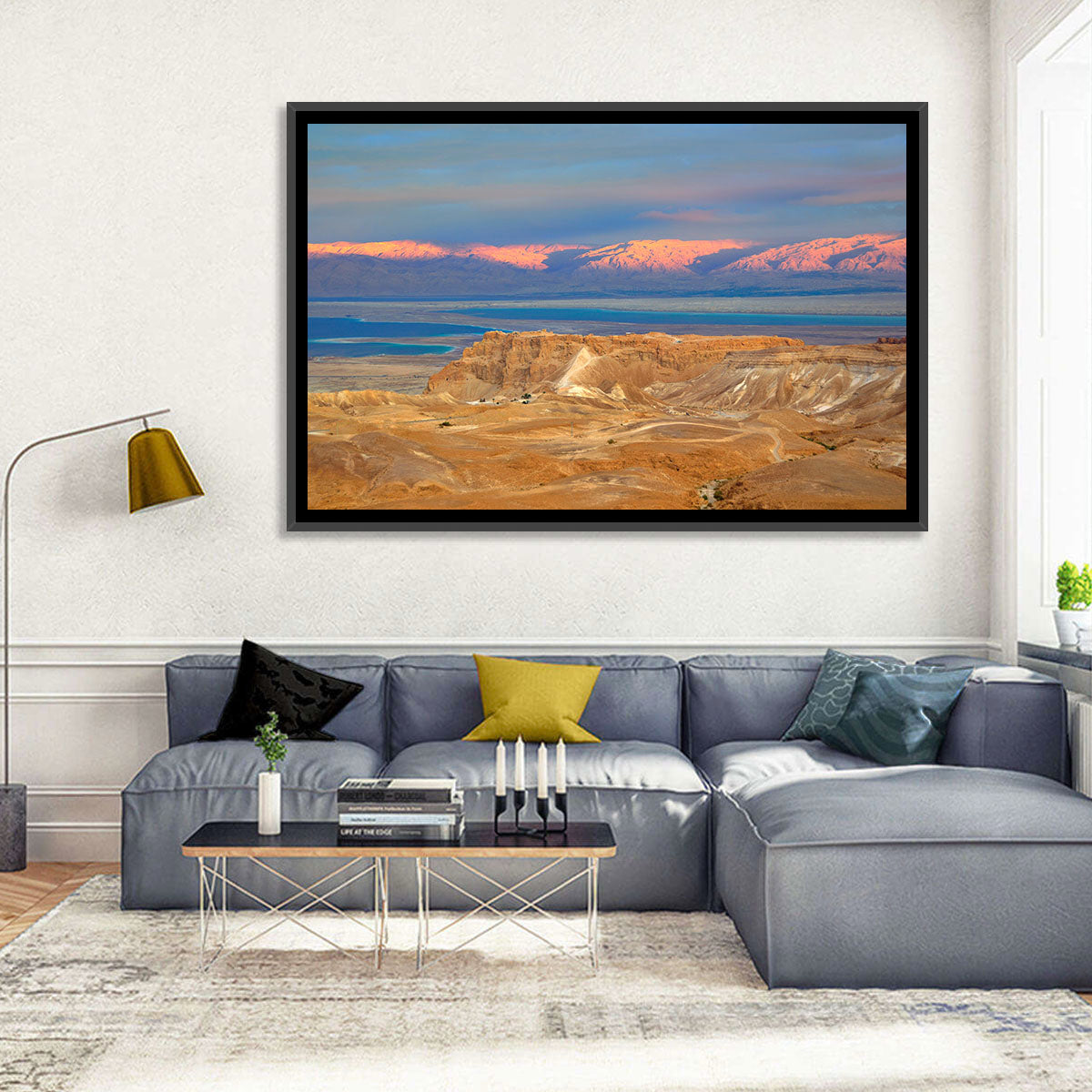 Masada Over the Dead Sea Wall Art in a room, landscape