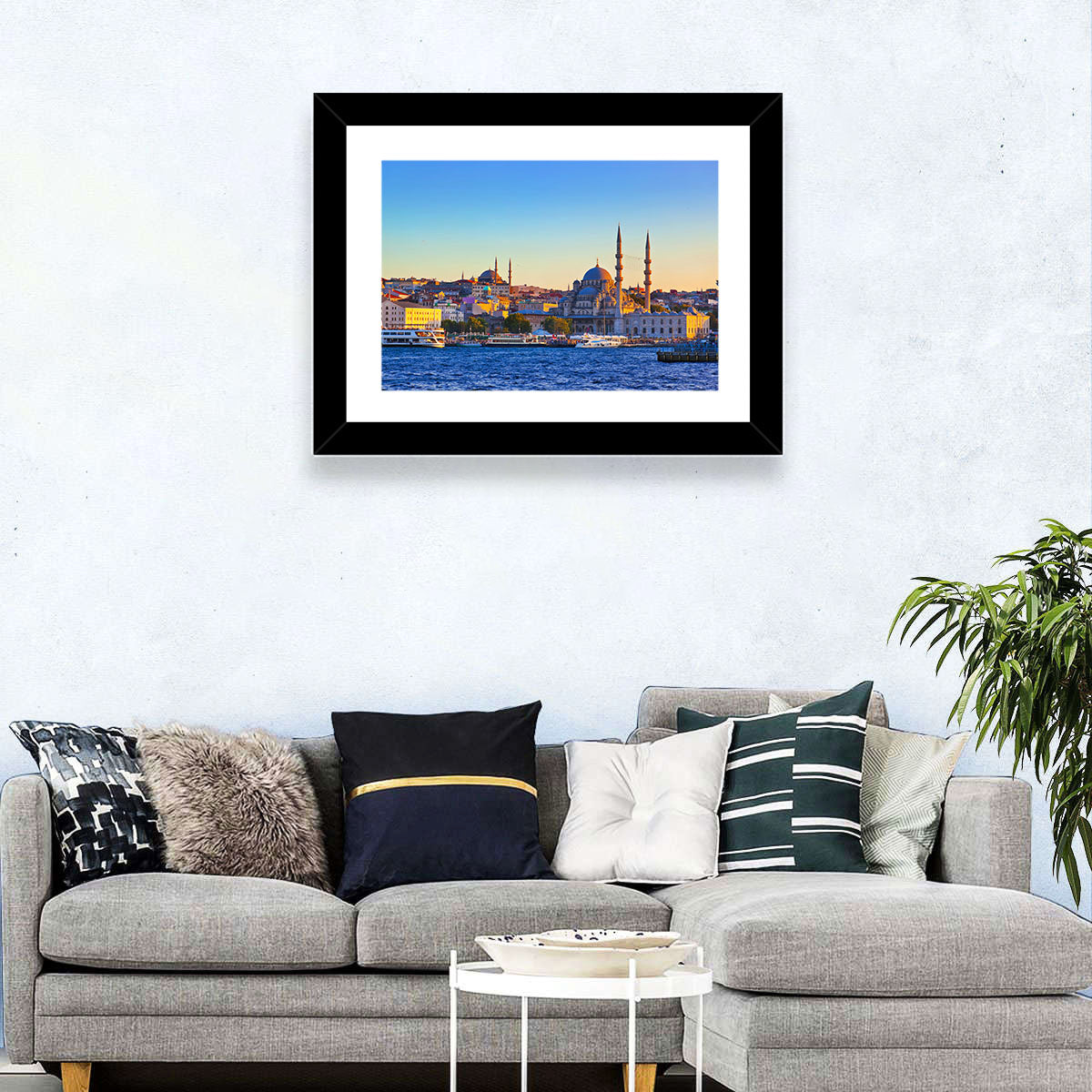 Istanbul Sunrise at Yeni Cami Wall Art in a room, landscape