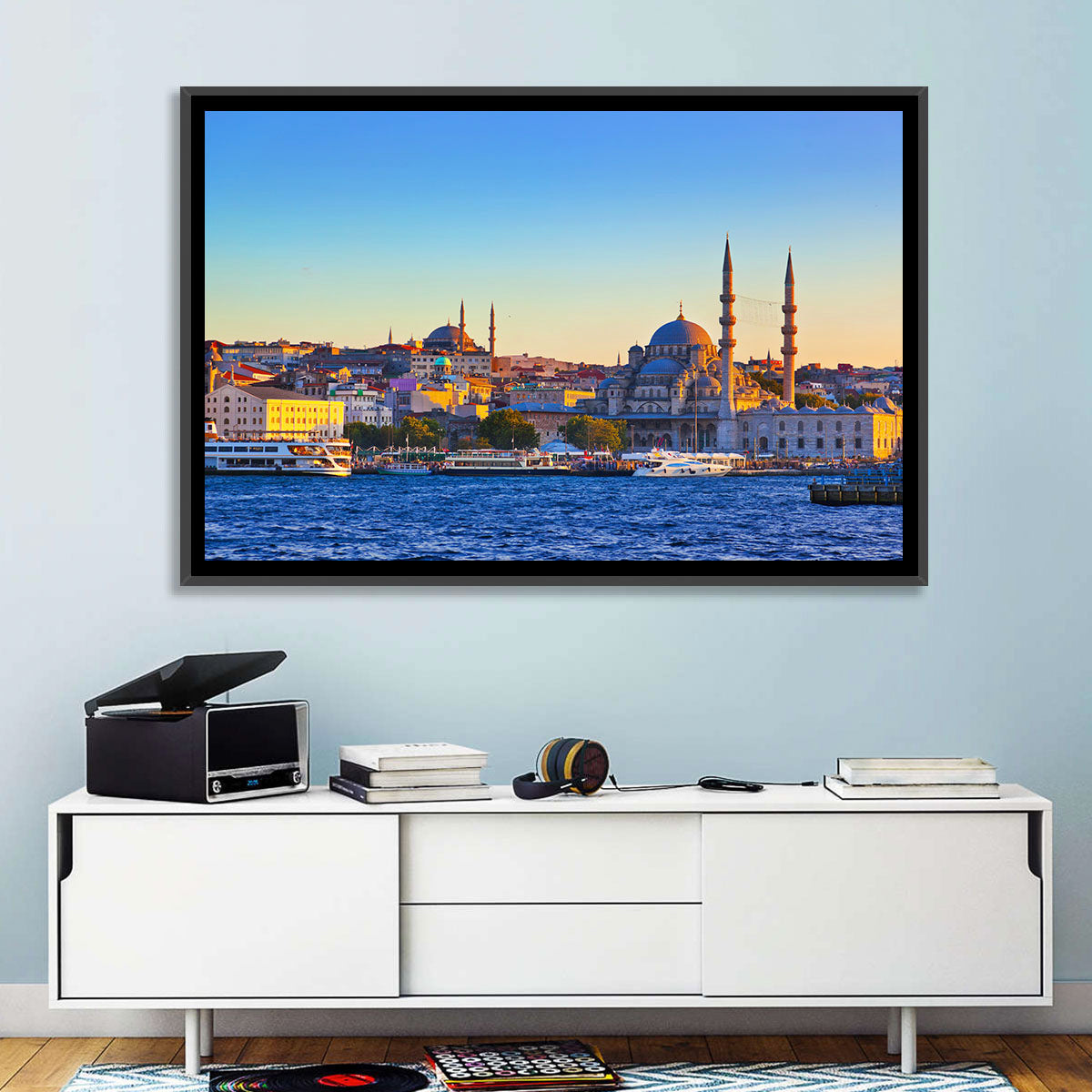Istanbul Sunrise at Yeni Cami Wall Art in a room, landscape