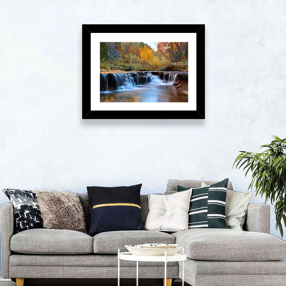 Autumn Stream at Zion Canyon Wall Art in a room, landscape