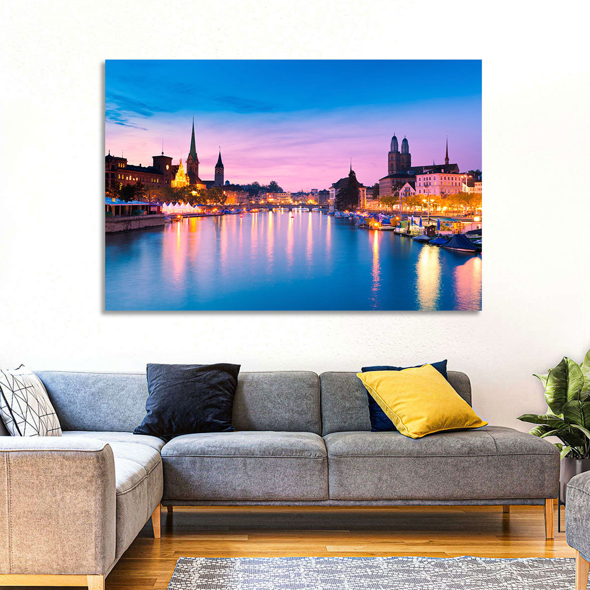 Zurich Blue Hour Over the Limmat Wall Art