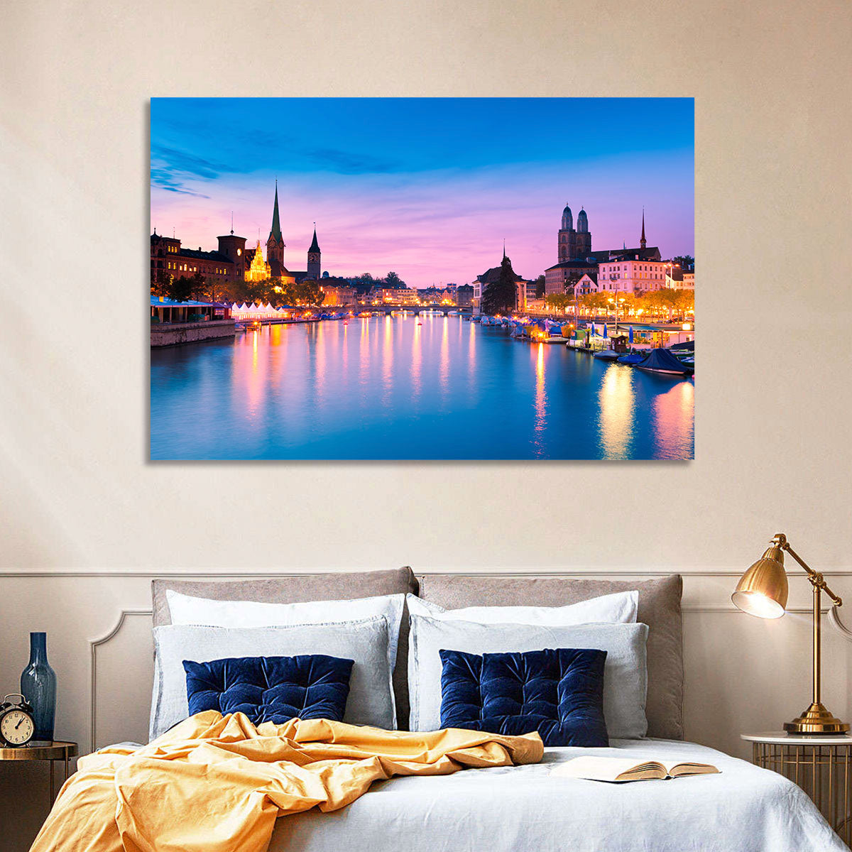 Zurich Blue Hour Over the Limmat Wall Art