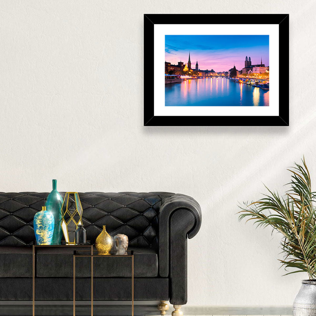Zurich Blue Hour Over the Limmat Wall Art