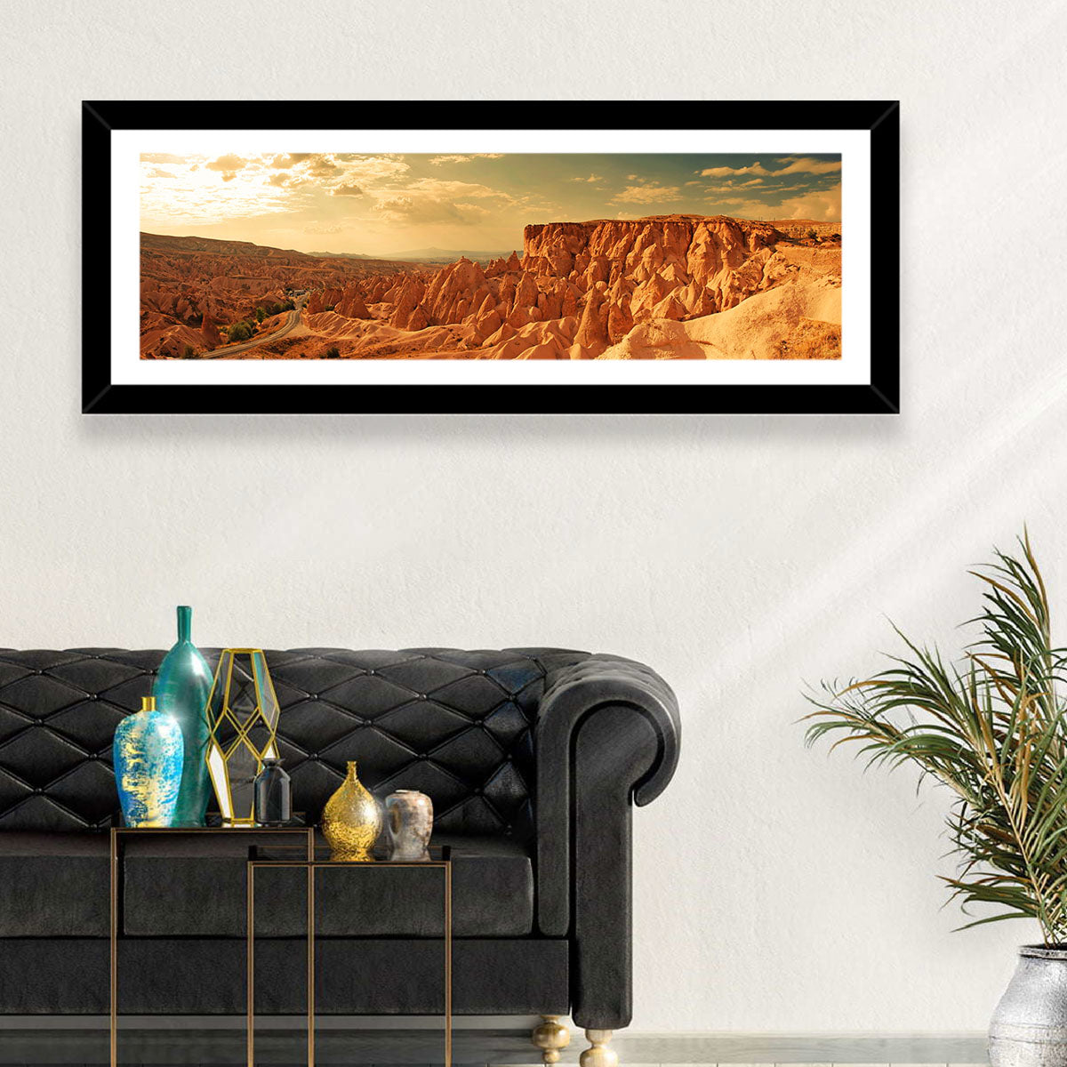 Cappadocia Sunset Valley Wall Art in a room, panoramic