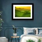 Sunlit Tea Plantation Hills Wall Art
