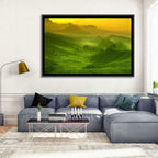 Sunlit Tea Plantation Hills Wall Art