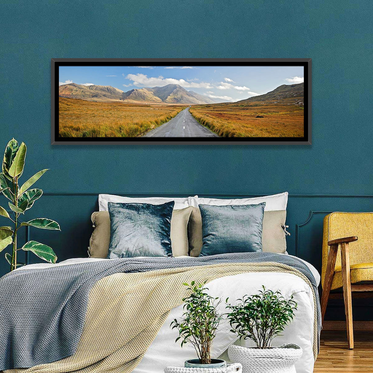 Autumn Mountain Road Wall Art in a room, landscape