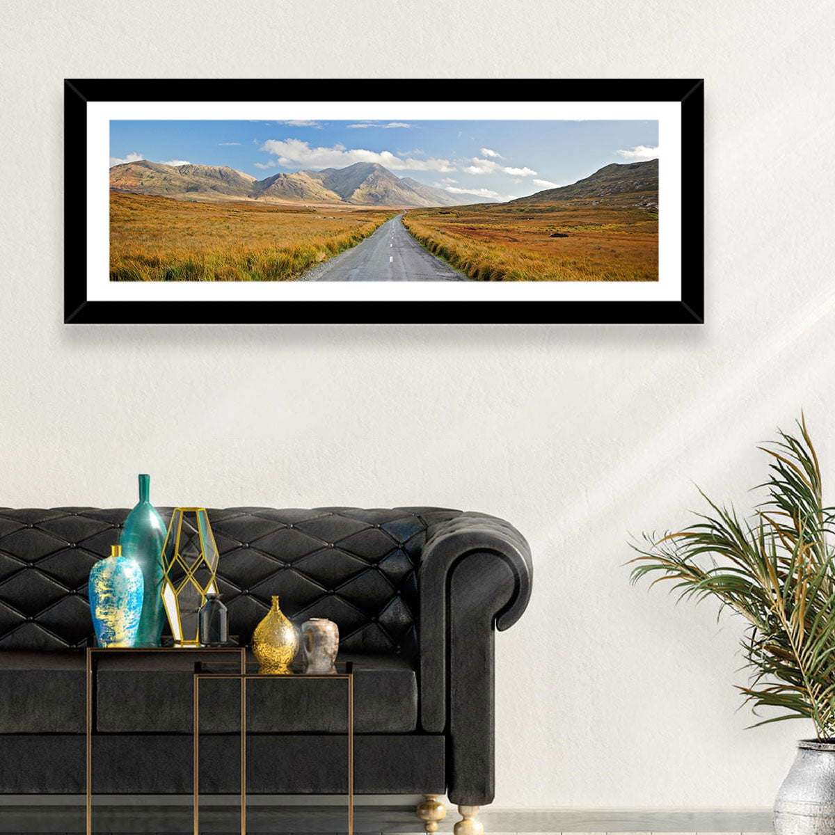 Autumn Mountain Road Wall Art in a room, landscape