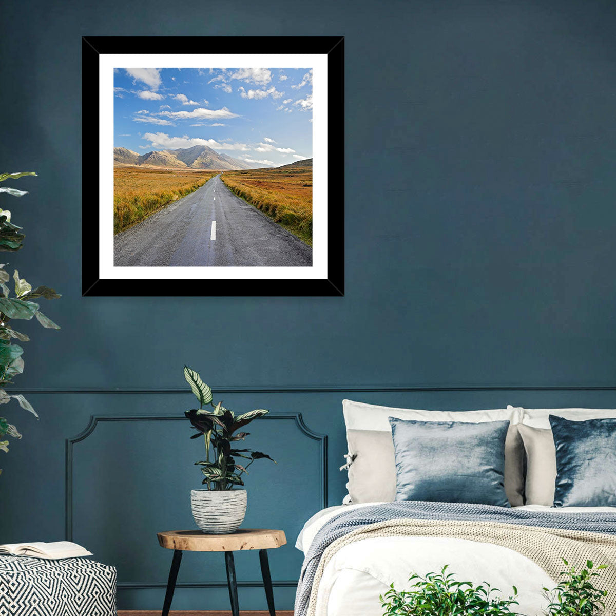 Autumn Mountain Road Wall Art in a room, landscape