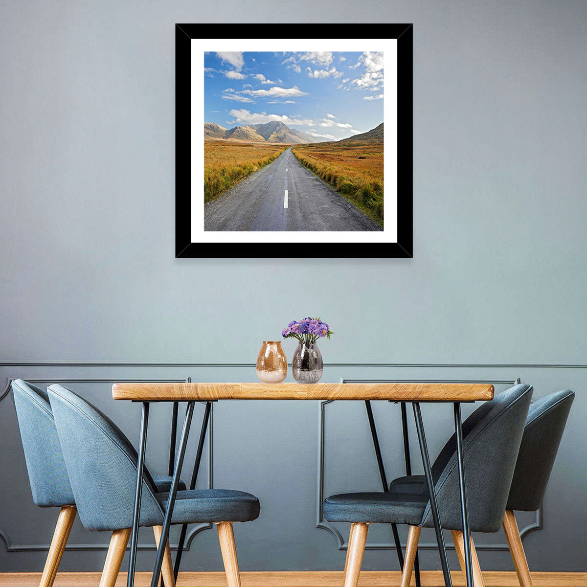 Autumn Mountain Road Wall Art in a room, landscape