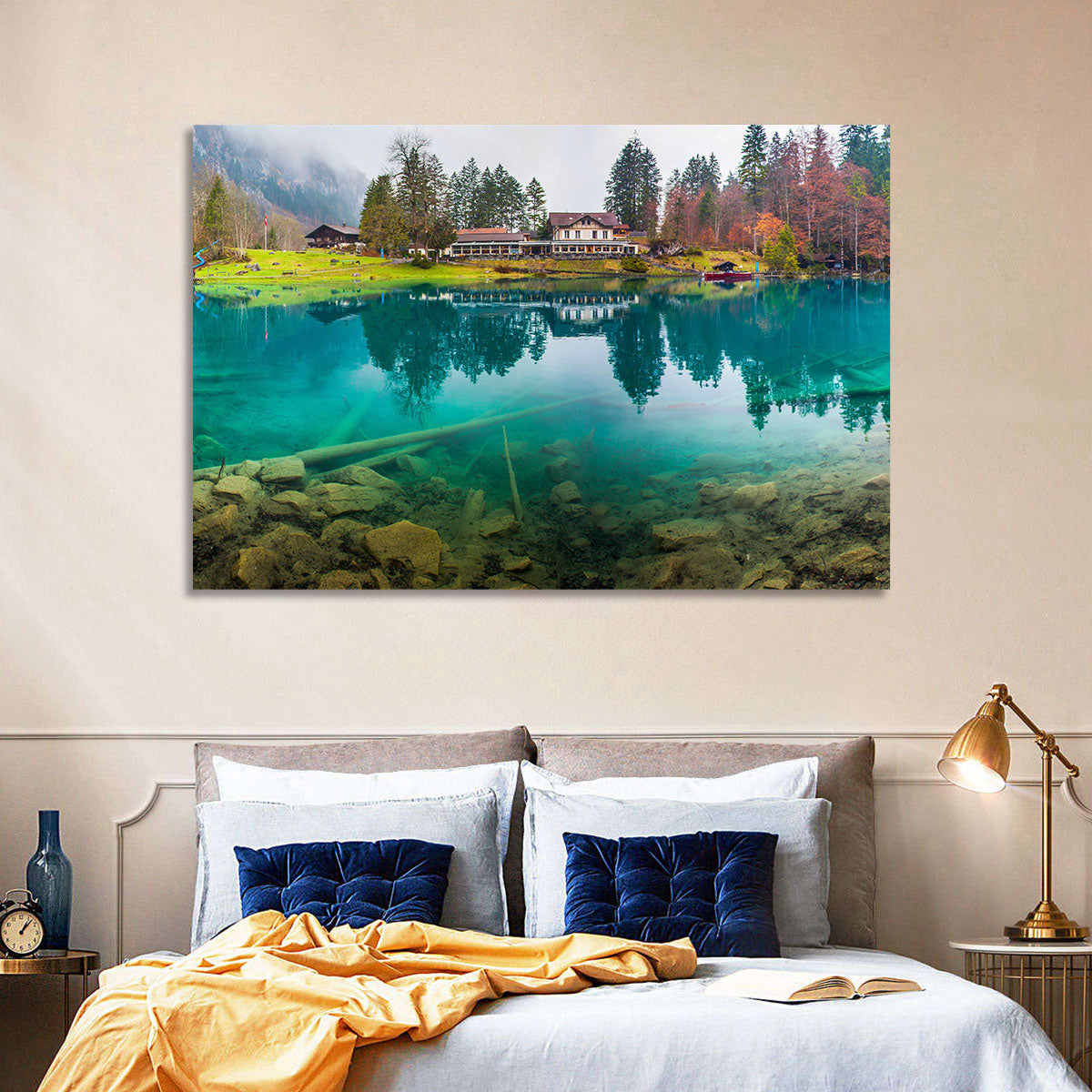 Forellenzucht Hotel, Blausee Wall Art in a room, landscape