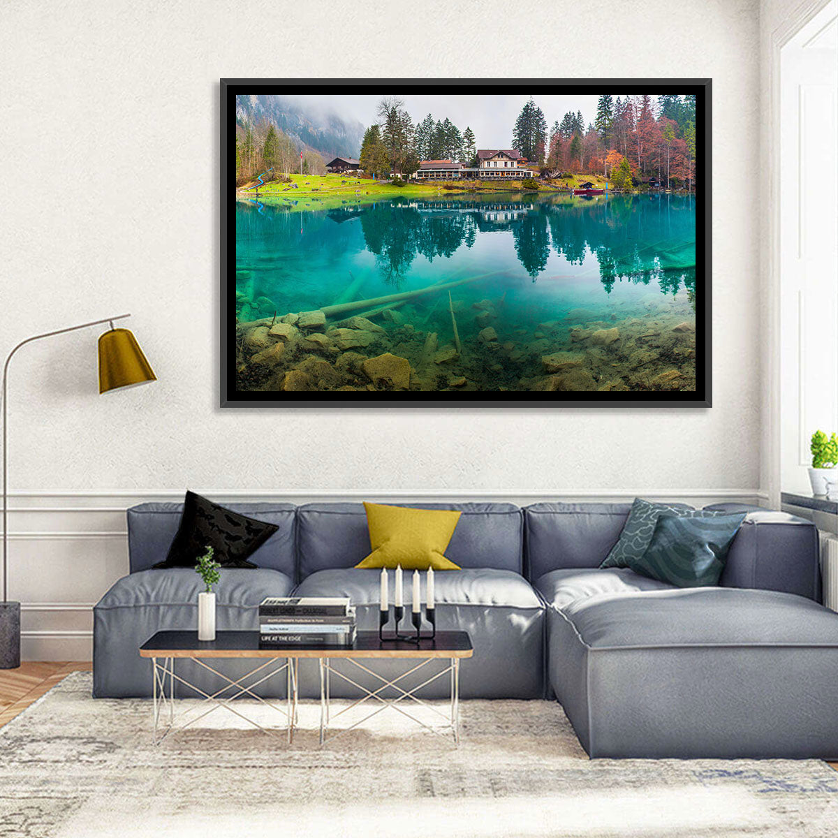 Forellenzucht Hotel, Blausee Wall Art in a room, landscape