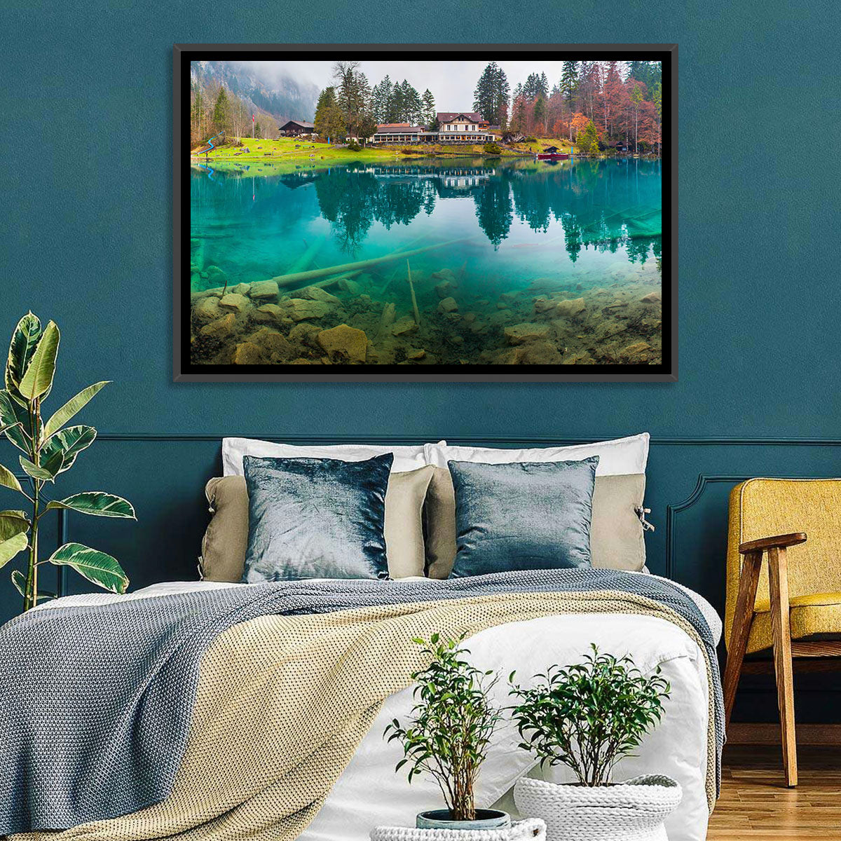 Forellenzucht Hotel, Blausee Wall Art in a room, landscape