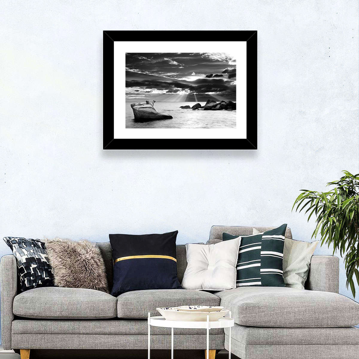 Bonsai Rock with Sunbeams Wall Art