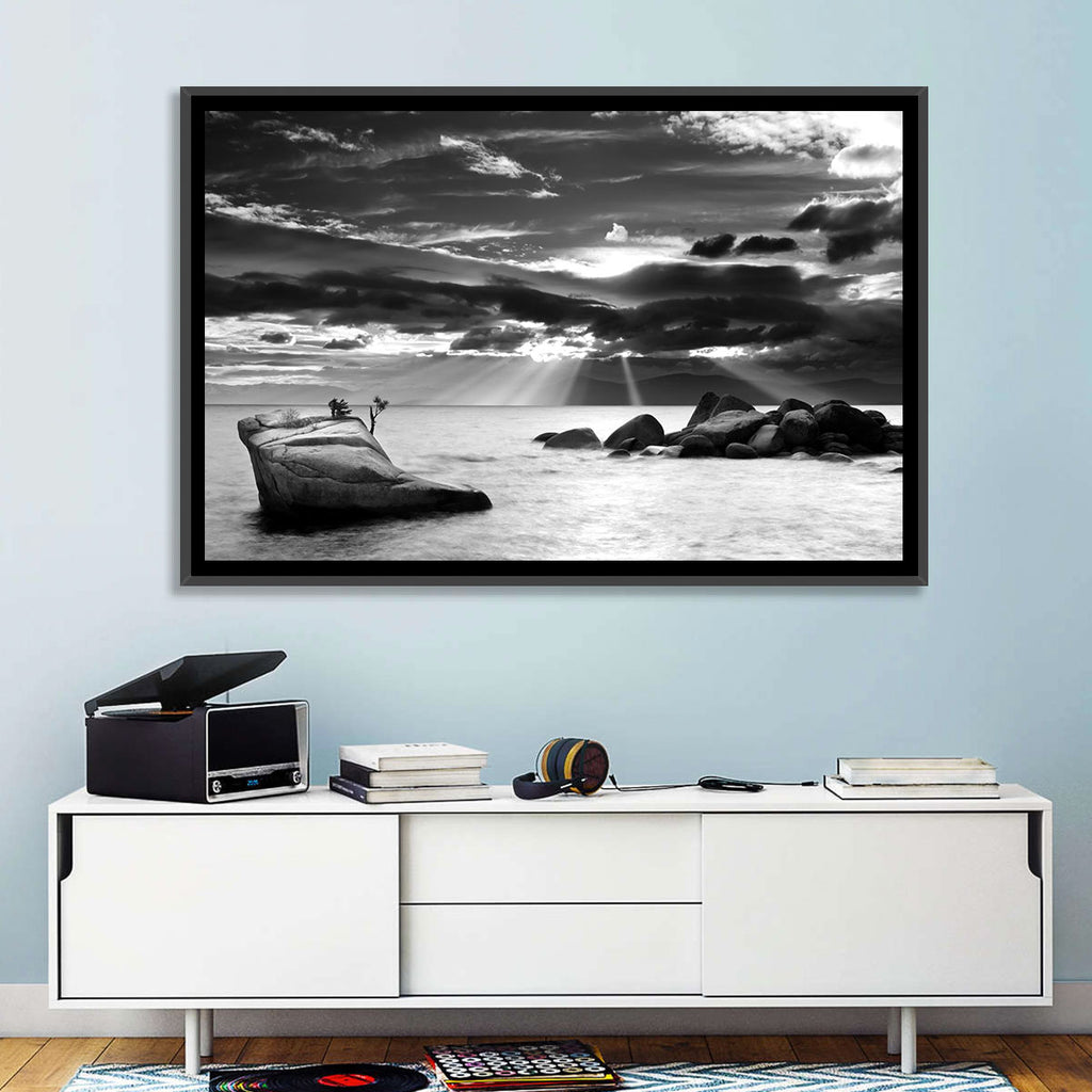 Bonsai Rock with Sunbeams Wall Art
