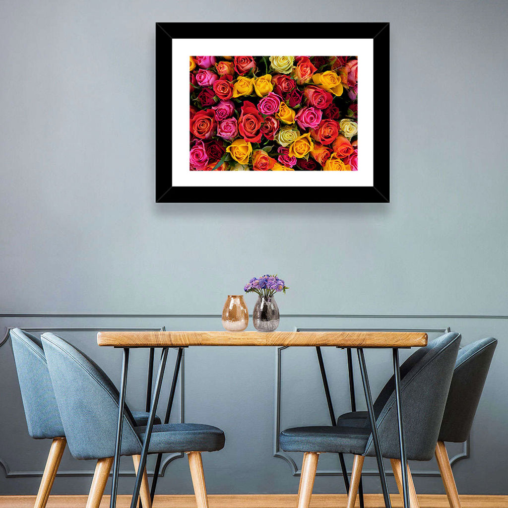 Multicolored Roses Close-up Wall Art