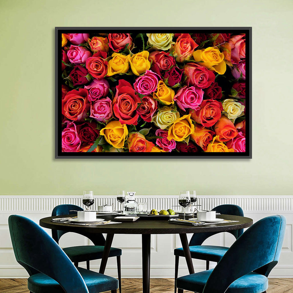 Multicolored Roses Close-up Wall Art