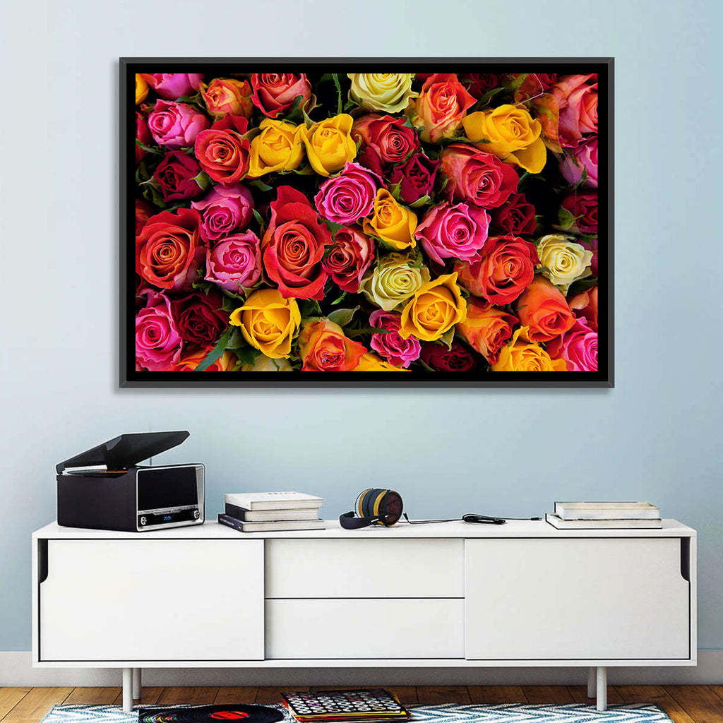 Multicolored Roses Close-up Wall Art