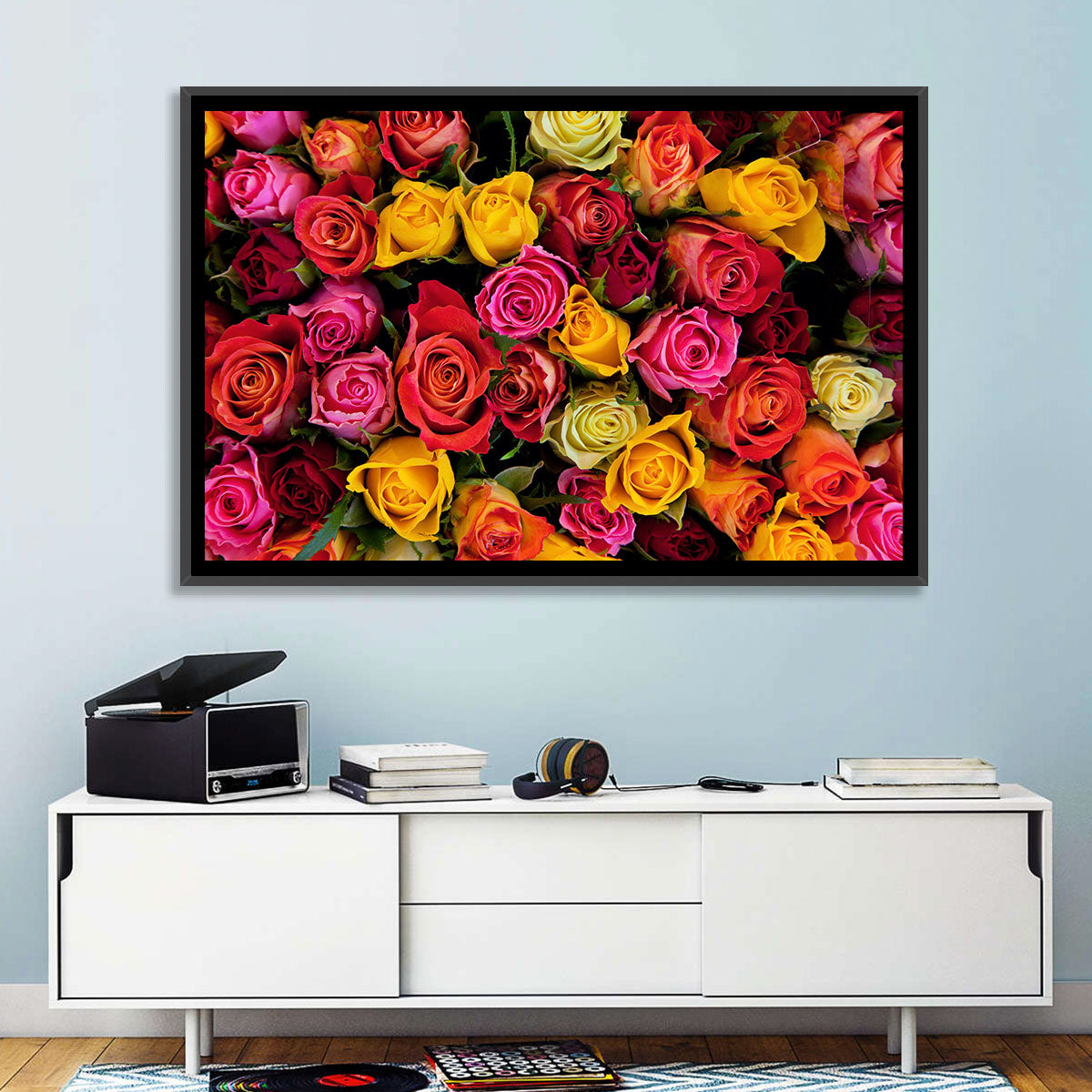 Multicolored Roses Close-up Wall Art