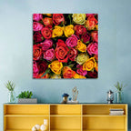 Multicolored Roses Close-up Wall Art