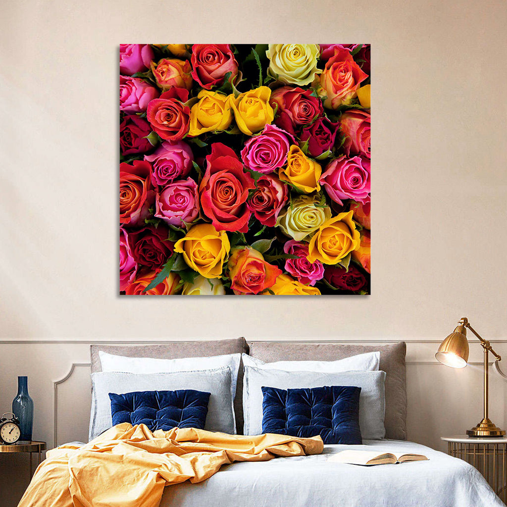 Multicolored Roses Close-up Wall Art