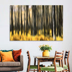 Golden Abstract Forest Wall Art