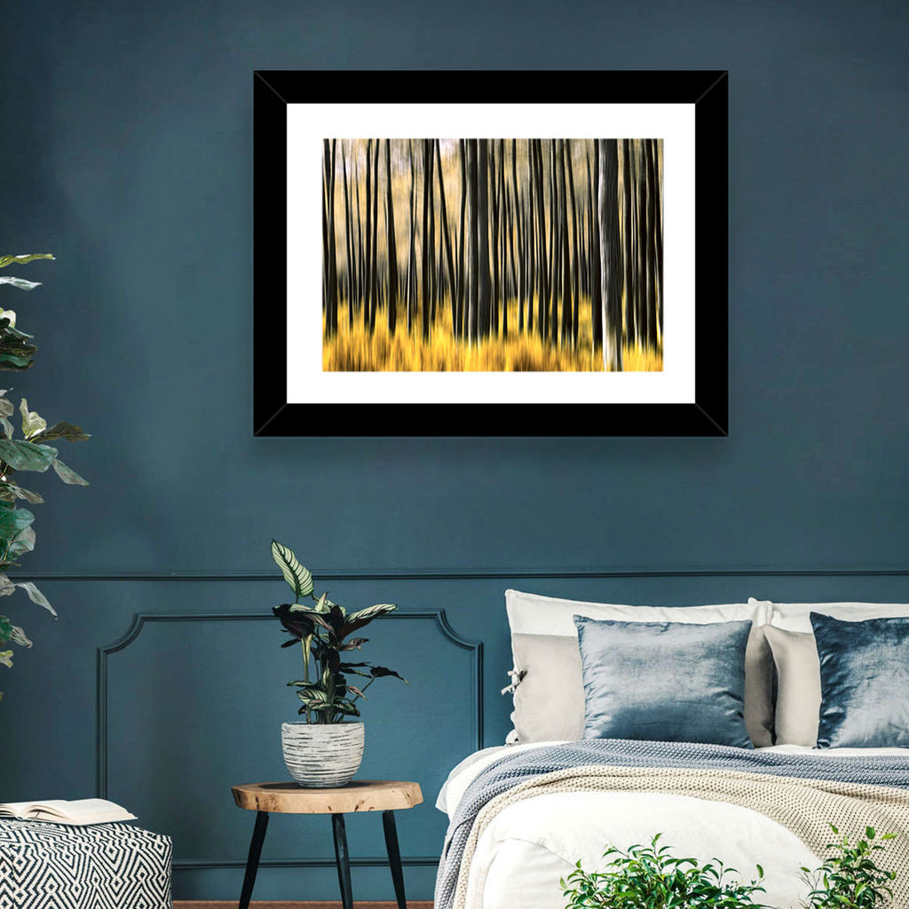 Golden Abstract Forest Wall Art