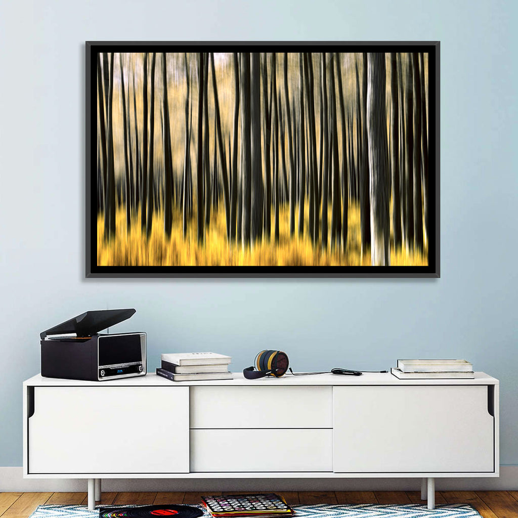 Golden Abstract Forest Wall Art